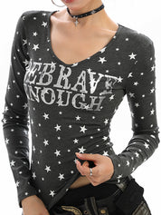 Full Print Stars And Letters Long Sleeve