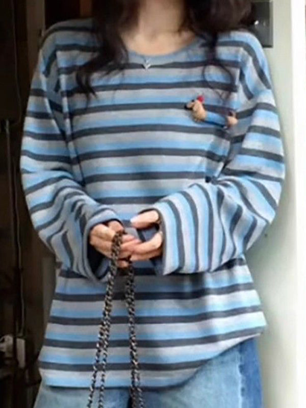 Retro Striped Print Long Sleeve