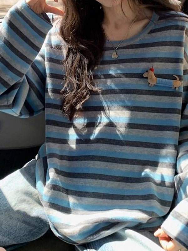 Retro Striped Print Long Sleeve