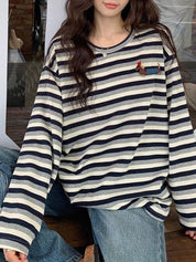 Retro Striped Print Long Sleeve