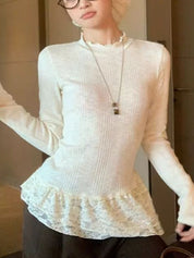Retro Lace Splicing Long Sleeve