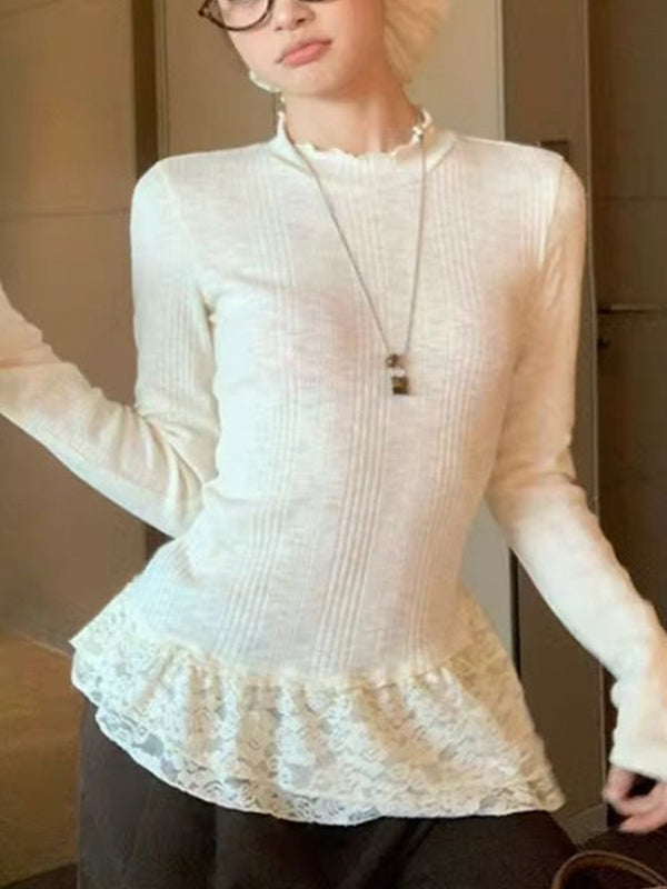 Retro Lace Splicing Long Sleeve