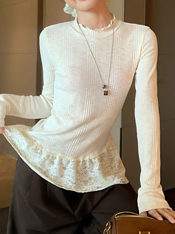 Retro Lace Splicing Long Sleeve