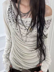 Hotfix Rhinestone Printing Long Sleeve