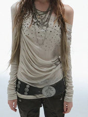 Hotfix Rhinestone Printing Long Sleeve