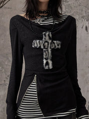 Retro Alphabet Punk Style Long Sleeve