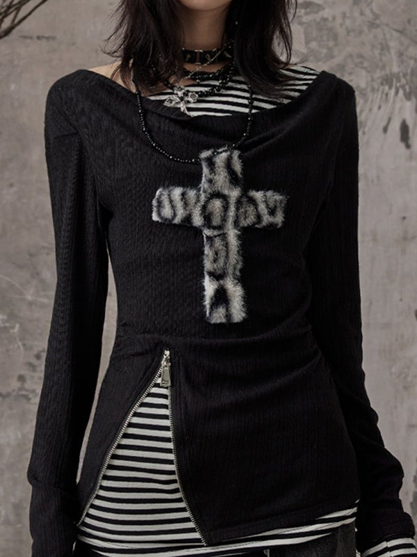 Retro Alphabet Punk Style Long Sleeve