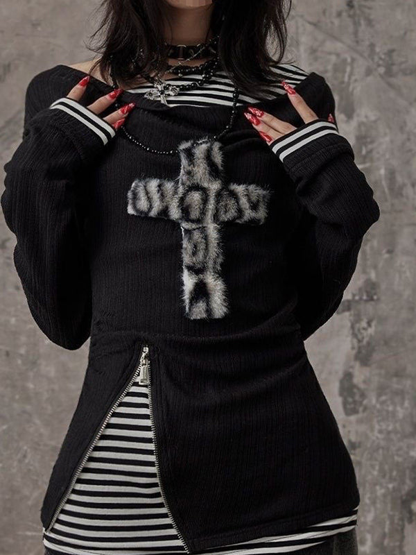 Retro Alphabet Punk Style Long Sleeve