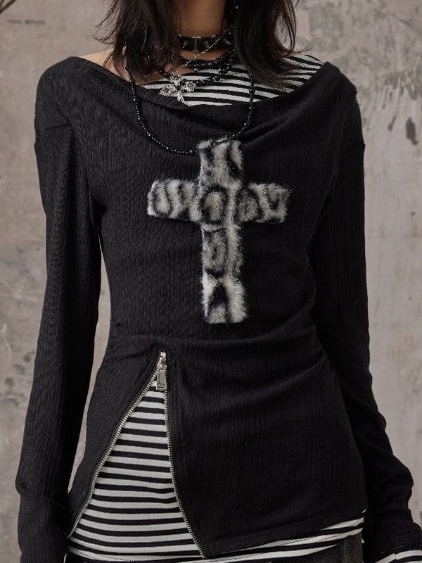 Retro Alphabet Punk Style Long Sleeve