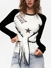 Stitched Star Print Long Sleeve