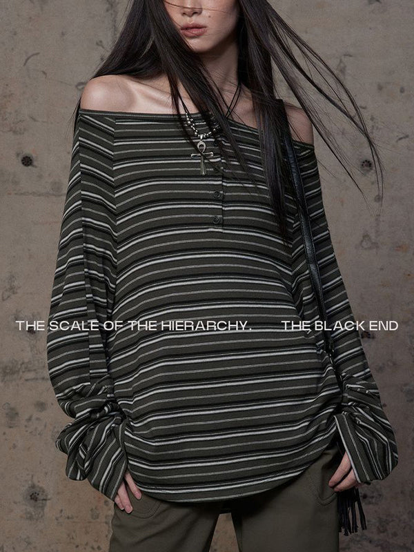 Retro Striped Print Long Sleeve