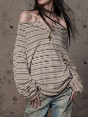 Retro Striped Print Long Sleeve