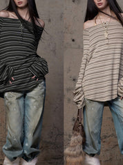 Retro Striped Print Long Sleeve