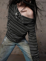 Retro Striped Print Long Sleeve