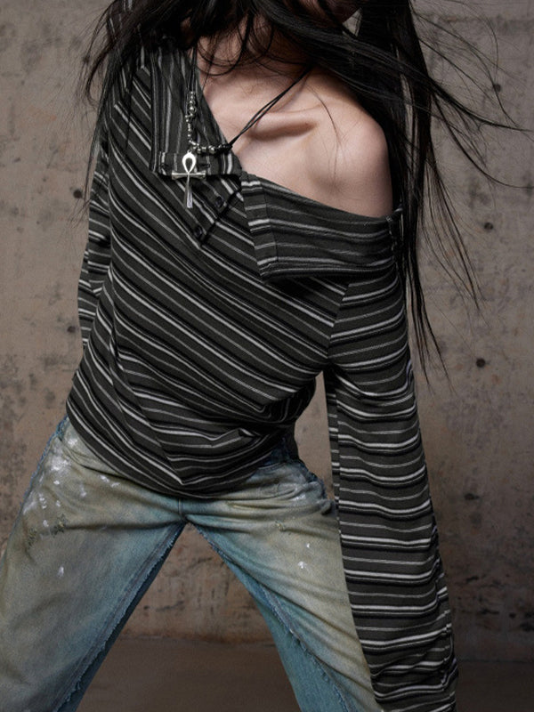 Retro Striped Print Long Sleeve