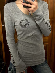 Skull Headline Pattern Print Sweaters