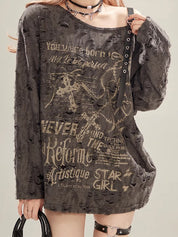 Retro Style Ripped Long Sleeve