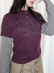 Pattern Hot-Fixed Rhinestones Long Sleeve