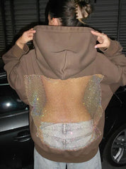 Backless Cutout Sequins Sweatshirts