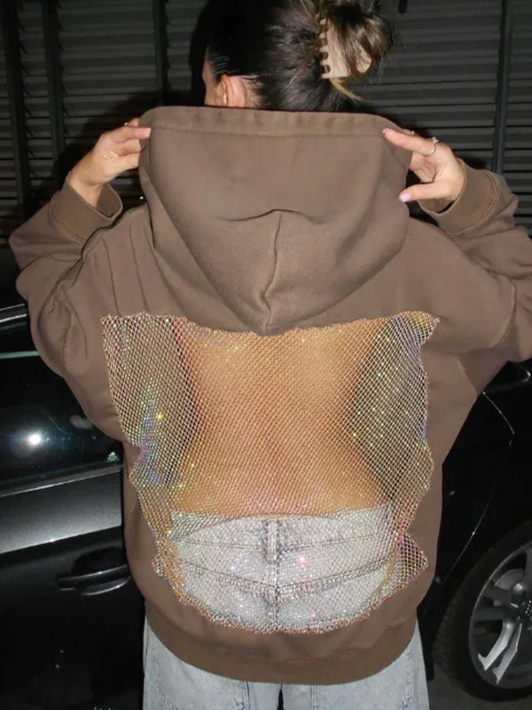 Backless Cutout Sequins Sweatshirts