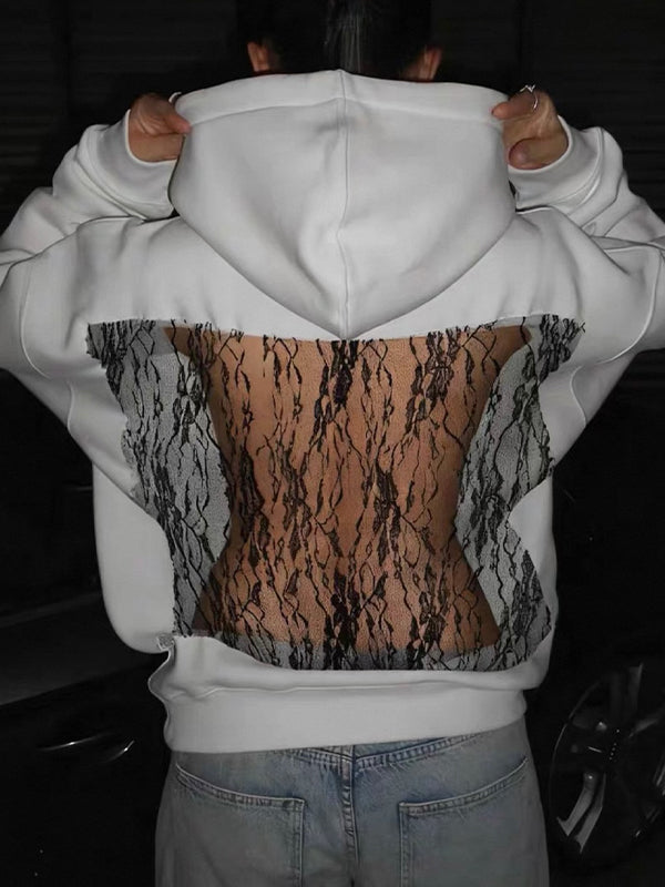 Backless Cutout Lace Sweatshirts