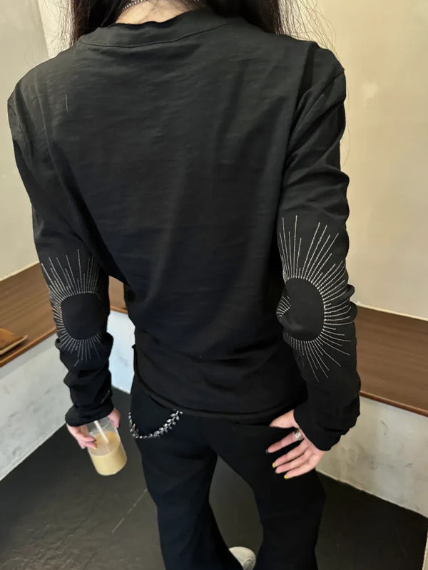 Personalized Hot-Fixed Rhinestones Long Sleeve