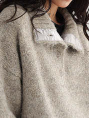 Turtleneck Henley Melange Oversized Sweater