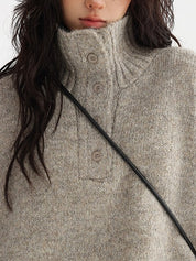 Turtleneck Henley Melange Oversized Sweater