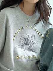 Floral Lettering Print Sweatshirts