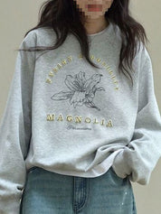 Floral Lettering Print Sweatshirts