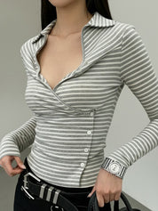 Contrasting Color Stripes Long Sleeve