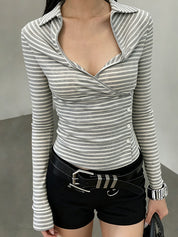 Contrasting Color Stripes Long Sleeve