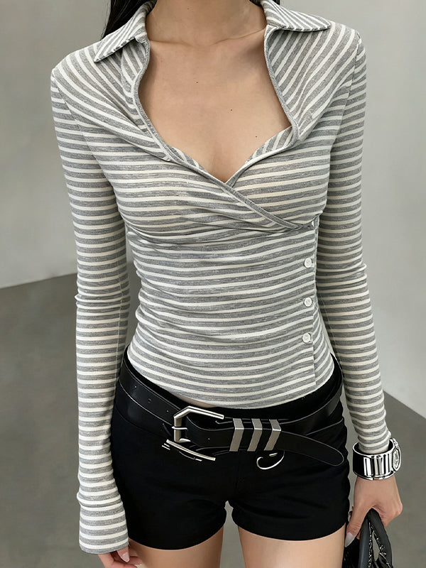 Contrasting Color Stripes Long Sleeve