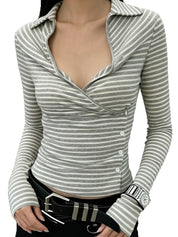 Contrasting Color Stripes Long Sleeve