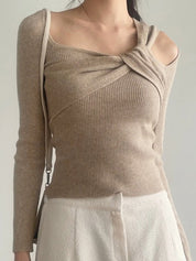 Twisted Asymmetrical Off-The Long Sleeve