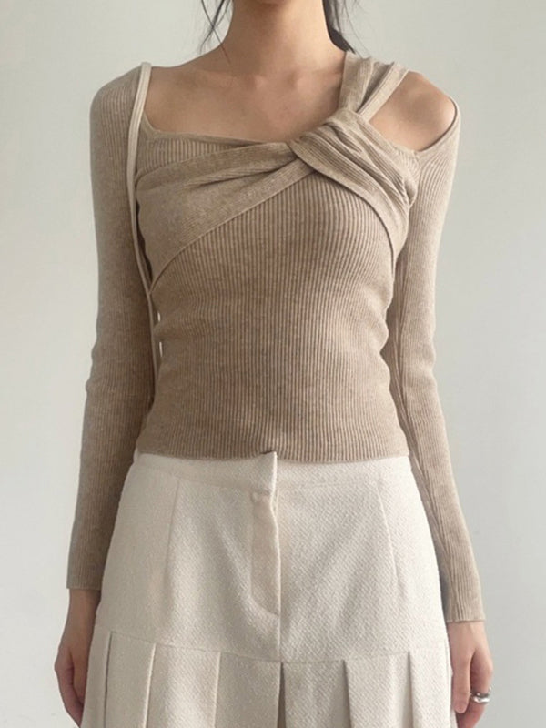 Twisted Asymmetrical Off-The Long Sleeve