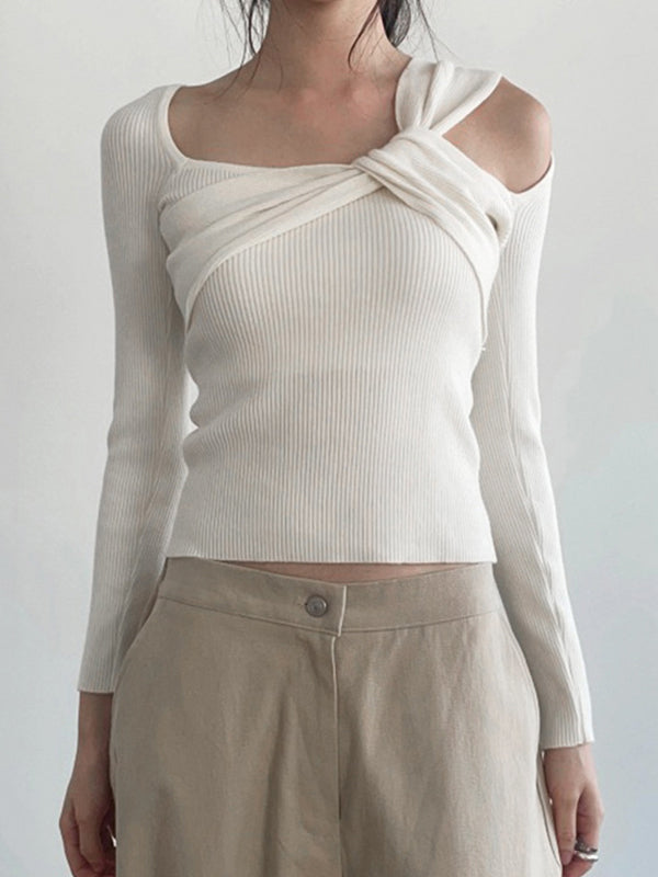Twisted Asymmetrical Off-The Long Sleeve