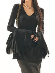 Fitted  Flared Tops Long Sleeve