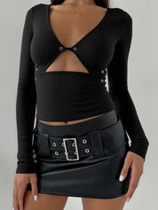 Metal Ring Slim-Fit Long Sleeve