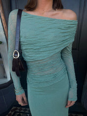 Textured Fabric Slim-Fit Long Sleeve