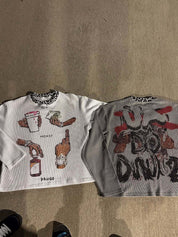 Y2K Leopard Print Round Neck T-Shirt Long Sleeve