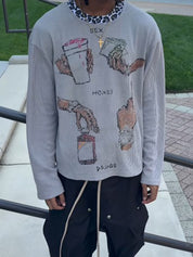 Y2K Leopard Print Round Neck T-Shirt Long Sleeve