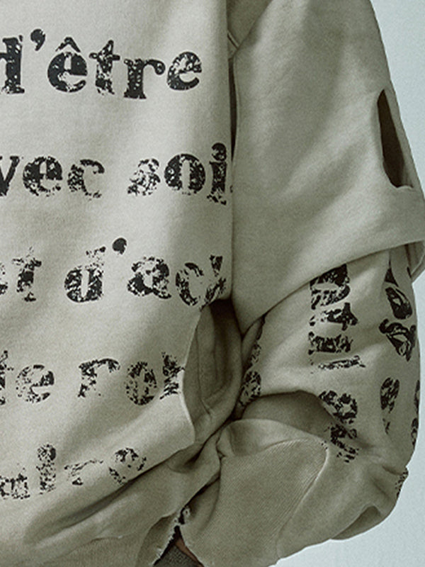 English-Printed Retro Sweatshirt