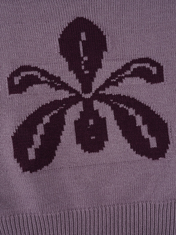 Flower Vintage Round Neck Knitted Sweater