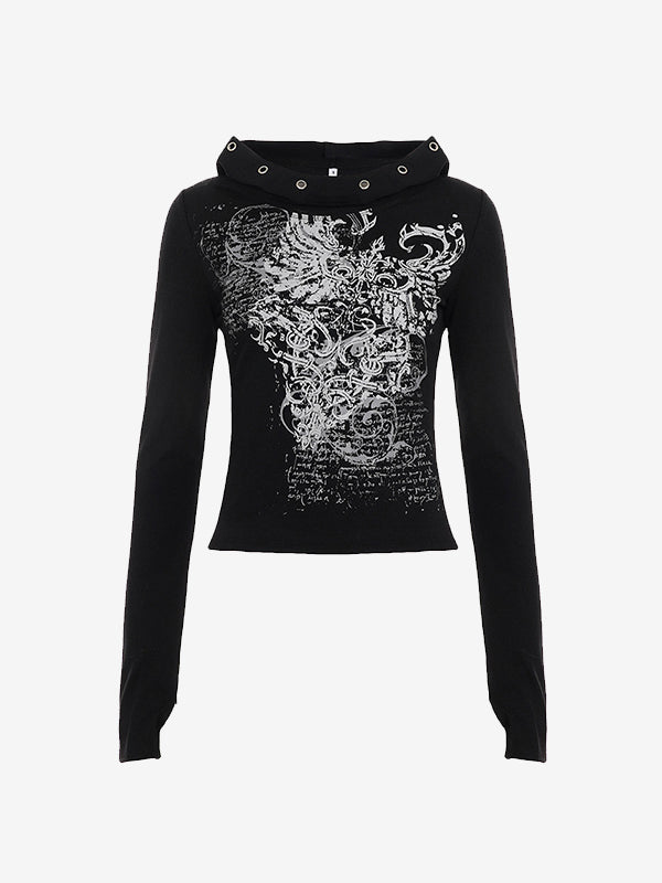 Retro Print Dark Long Sleeve