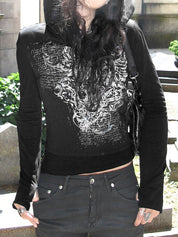 Retro Print Dark Long Sleeve