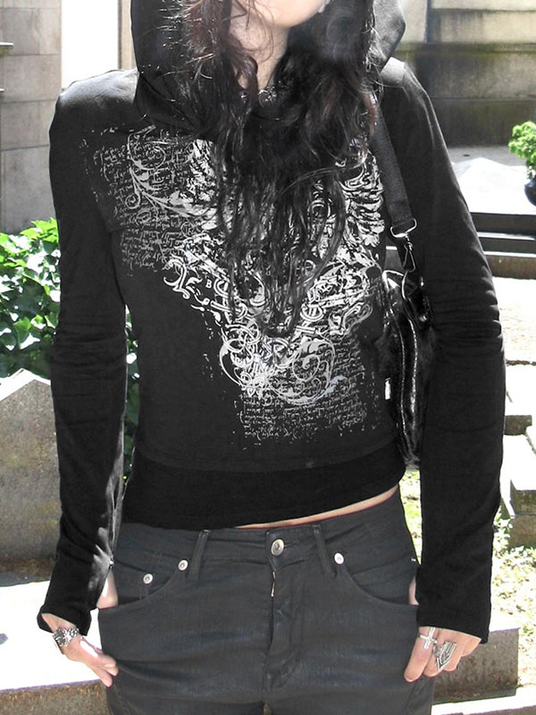 Retro Print Dark Long Sleeve