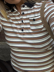 Striped Polo Neck Long Sleeve