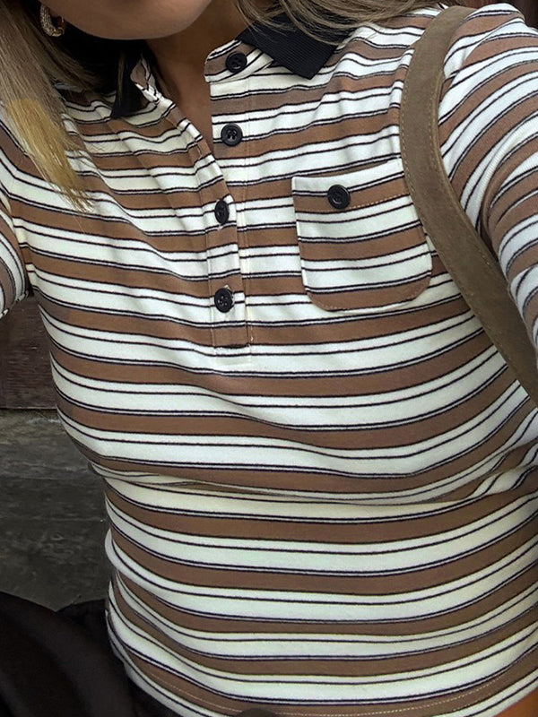 Striped Polo Neck Long Sleeve