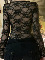 Lace-Trimmed Long Sleeve